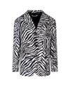 Alessandra Rich Oversized Velvet Zebra Print Jacket In Black