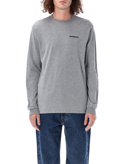 Patagonia Logo Print Crew-neck T-shirt In Grey Melange