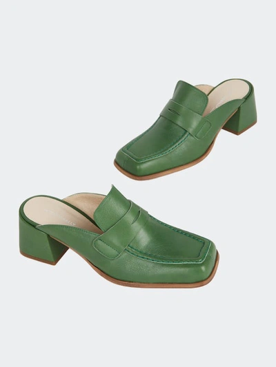 Intentionally Blank Prof Heeled Mule Loafer In Green