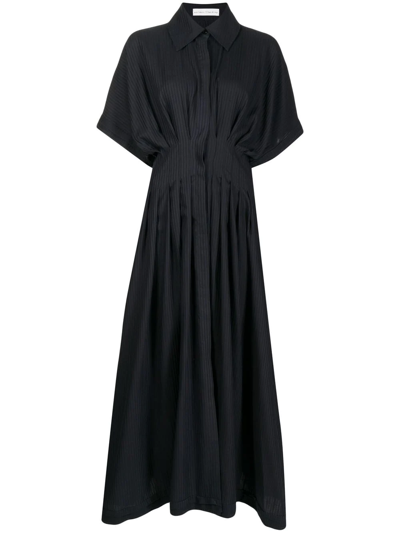 Palmer Harding Pleated Short-sleeve Dress In Black
