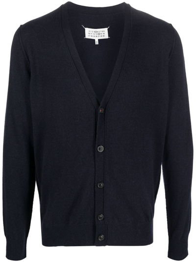 Maison Margiela V-neck Cashmere Cardigan In Blue