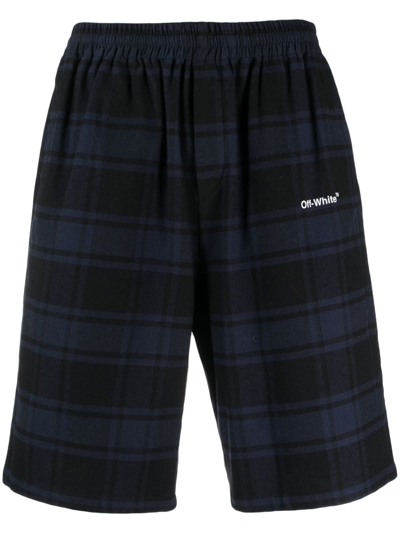 Off-white Checked Elasticated Shorts In Blue