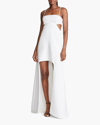 Halston Asher Asymmetric Cutout Crepe Gown In Chalk