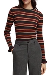 Scotch & Soda Stripe Ribbed Sweater In 5122-black Sky