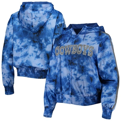 Mitchell & Ness Women's  Navy Dallas Cowboys Galaxy Full-zip Windbreaker Hoodie Jacket