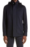 Zegna Oasi Cashmere Lite Hooded Jacket In Blue