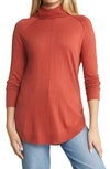 Caslon Turtleneck Tunic Sweater In Rust Spice