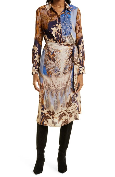 Kobi Halperin Sadie Asymmetric Floral-print Midi Dress In Sapphire Multi