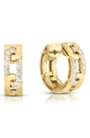 Roberto Coin Navarra Diamond Huggie Hoop Earring In Yellow Gold