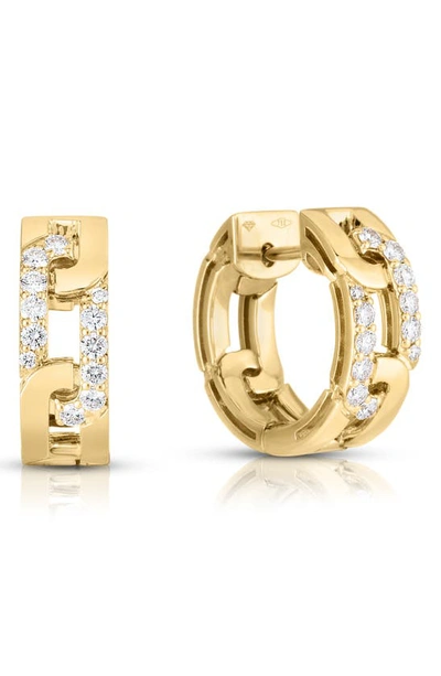 Roberto Coin Navarra Diamond Huggie Hoop Earring In Yellow Gold