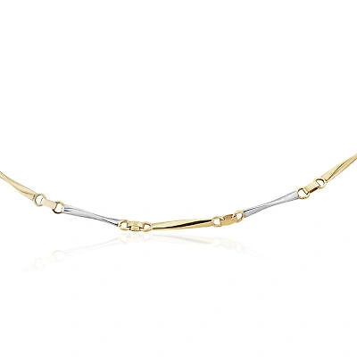 Pre-owned Jewelco London 9ct 2-colour Gold Twist Ribbon Links Bracelet Necklace 17"