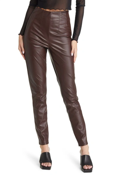 Vero Moda Lana Faux Leather Leggings In Coffee Bean