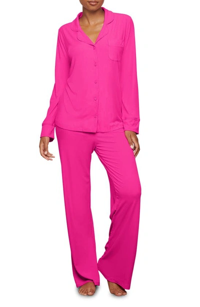 Skims Rib Pajamas In Hot Pink