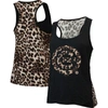 MAJESTIC MAJESTIC THREADS BLACK CHICAGO CUBS LEOPARD TANK TOP
