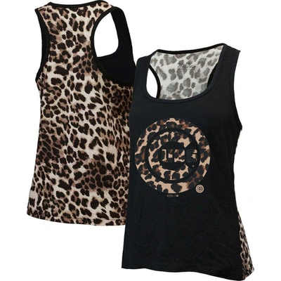 Majestic Threads Black Chicago Cubs Leopard Tank Top