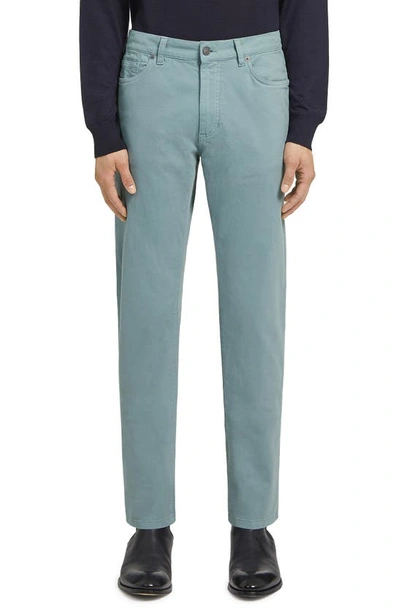 Zegna Stretch Denim City Fit Jeans In Seafoam Blue