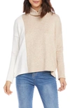 Karen Kane Colorblock Turtleneck Top In Oatmeal In Oatmeal
