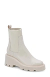 Dolce Vita Hoven Chunky Lug Sole Chelsea Booties Women's Shoes In Ivory Leather