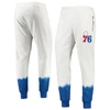 Fisll Oatmeal Philadelphia 76ers Double Dribble Tie-dye Fleece Jogger Pants In Oatmeal