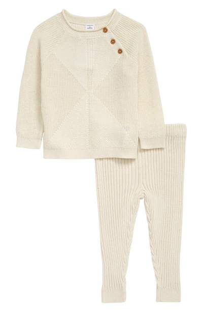 Nordstrom Babies' Organic Cotton Essential Sweater And Leggings Set In Ivory Pristine