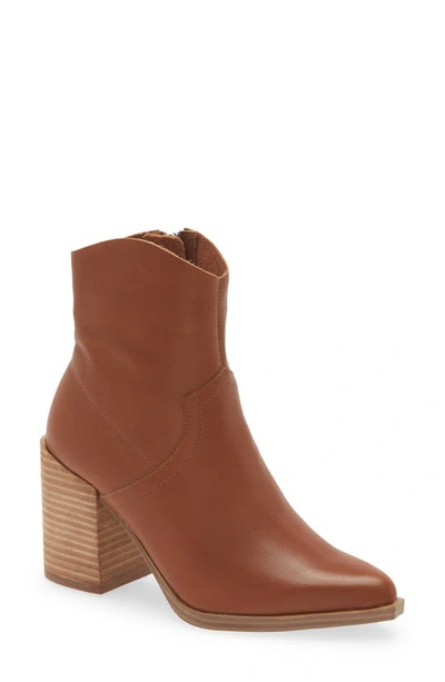 Steve Madden Cate Pointed Toe Bootie In Cognac Leather
