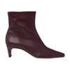 Staud Wally Leather Ankle Boots In Plum