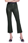 L Agence Kendra Frayed Cropped Coated High-rise Flared Jeans In Noir