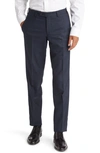 Ted Baker Jerome Trim Fit Microcheck Wool Pants In Blue