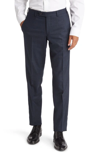 Ted Baker Jerome Trim Fit Microcheck Wool Pants In Blue