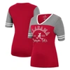 Colosseum Women's  Crimson, Heathered Gray Alabama Crimson Tide There You Are V-neck T-shirt In Crimson