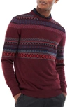 Barbour Winterborne Fairisle Lambswool Crewneck Sweater In Ruby