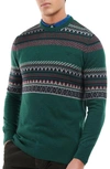Barbour Winterborne Fairisle Lambswool Crewneck Sweater In Forest