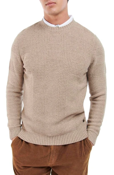 Barbour Townend Solid Lambwool Crewneck Sweater In Stone