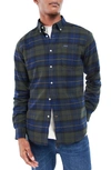 Barbour Kyeloch Cotton Herringbone Tartan Tailored Fit Button Down Shirt In Olive Night
