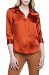 L Agence Dani Three-quarter Sleeve Blouse In Clay