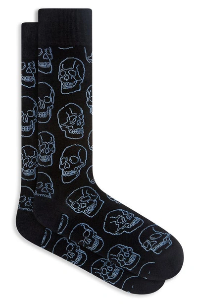 Bugatchi Skull Pattern Dress Socks In Black