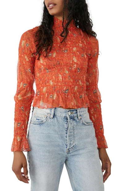 Free People Hello There Smocked Crop Top In Grenadine Combo