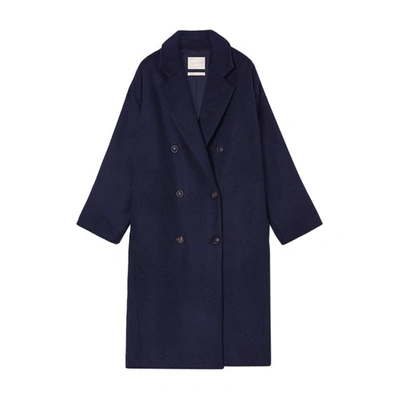 Momoní Neve Coat In Double-face Wool Cloth In Blue
