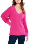 Nic + Zoe Vital V-neck Cotton Blend Sweater In Pink