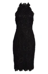 Eliza J Mock Neck Lace Sheath Dress In Black