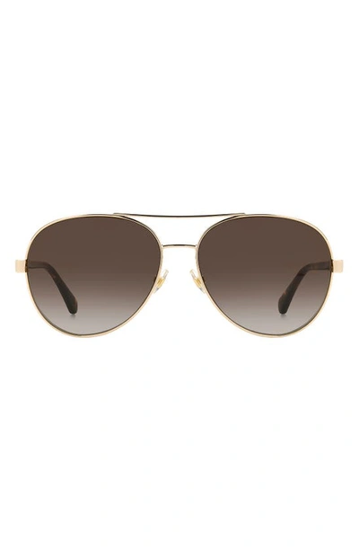 Kate Spade Averie 58mm Gradient Aviator Sunglasses In Gold / Brown Gradient