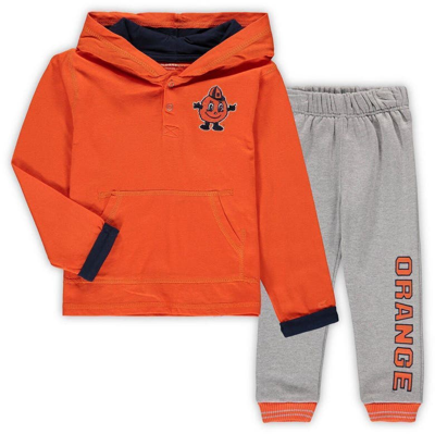 Colosseum Kids' Toddler  Orange/heathered Gray Syracuse Orange Poppies Hoodie And Sweatpants Set