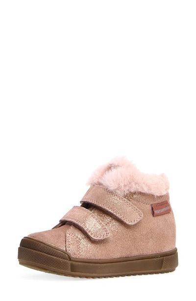 Naturino Kids' Dellen Glitter Faux Fur Lined Bootie In Rose