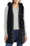 Via Spiga Hooded Faux Fur Vest In Black