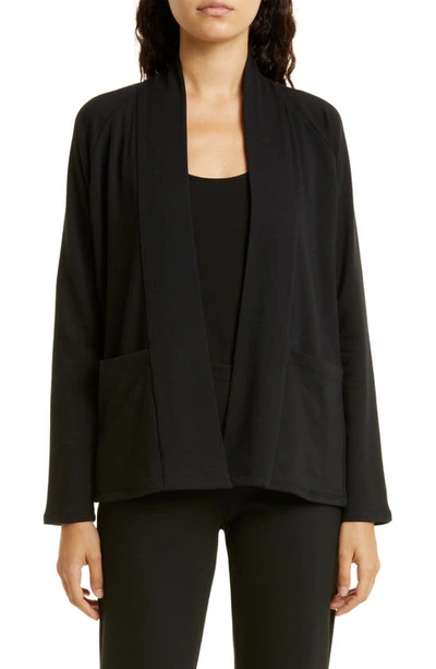 Eileen Fisher Raglan Sleeve Organic Cotton Jacket In Black