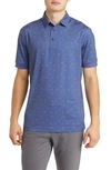 Mizzen + Main Versa Whiskey & Cigar Print Performance Golf Polo In Whiskey And Ash Print