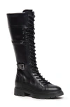 Nerogiardini Calfskin Buckle Lace-up Moto Boots In Black