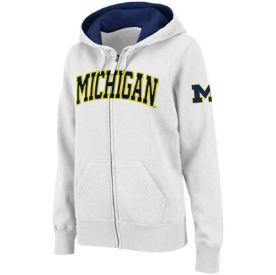 Colosseum Stadium Athletic White Michigan Wolverines Arched Name Full-zip Hoodie