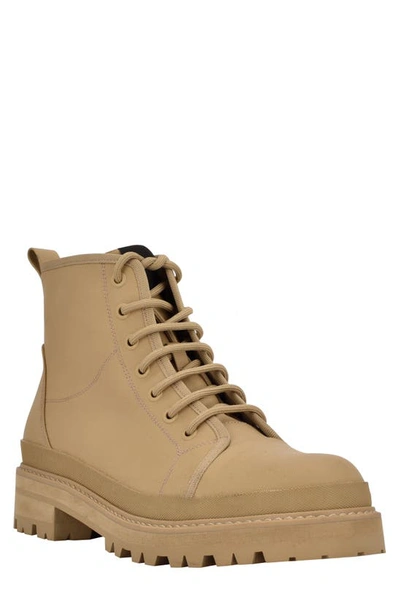 Calvin Klein Men's Bsboot Lace Up Lug Sole Ankle Boots With A Round Toe Men's Shoes In Khaki