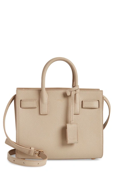 Saint Laurent Nano Sac De Jour Leather Top Handle Bag In Dark Beige